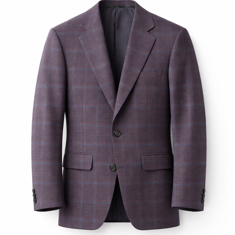 Calvin Klein Plum Windowpane Two-Button Sport Coat - 36R